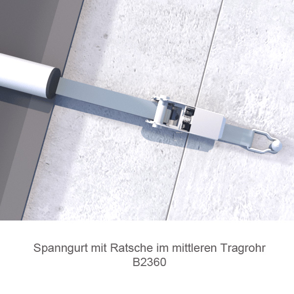 Spannvorrichtung mit Gurt durch das Rohr gezogen B2360