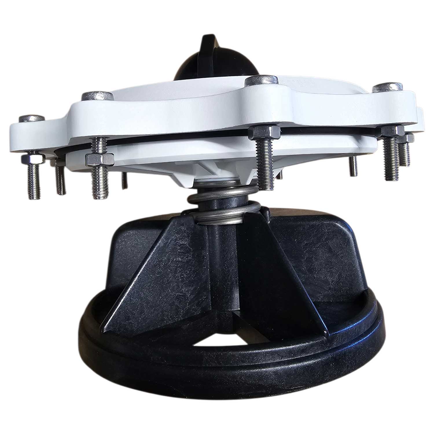 Poolreiniger mit Schrauben und schwarzem Sockel für Stabilität.