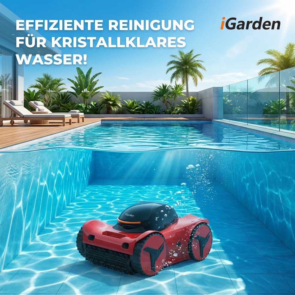 Poolreinigungsroboter in einem großen Swimmingpool.