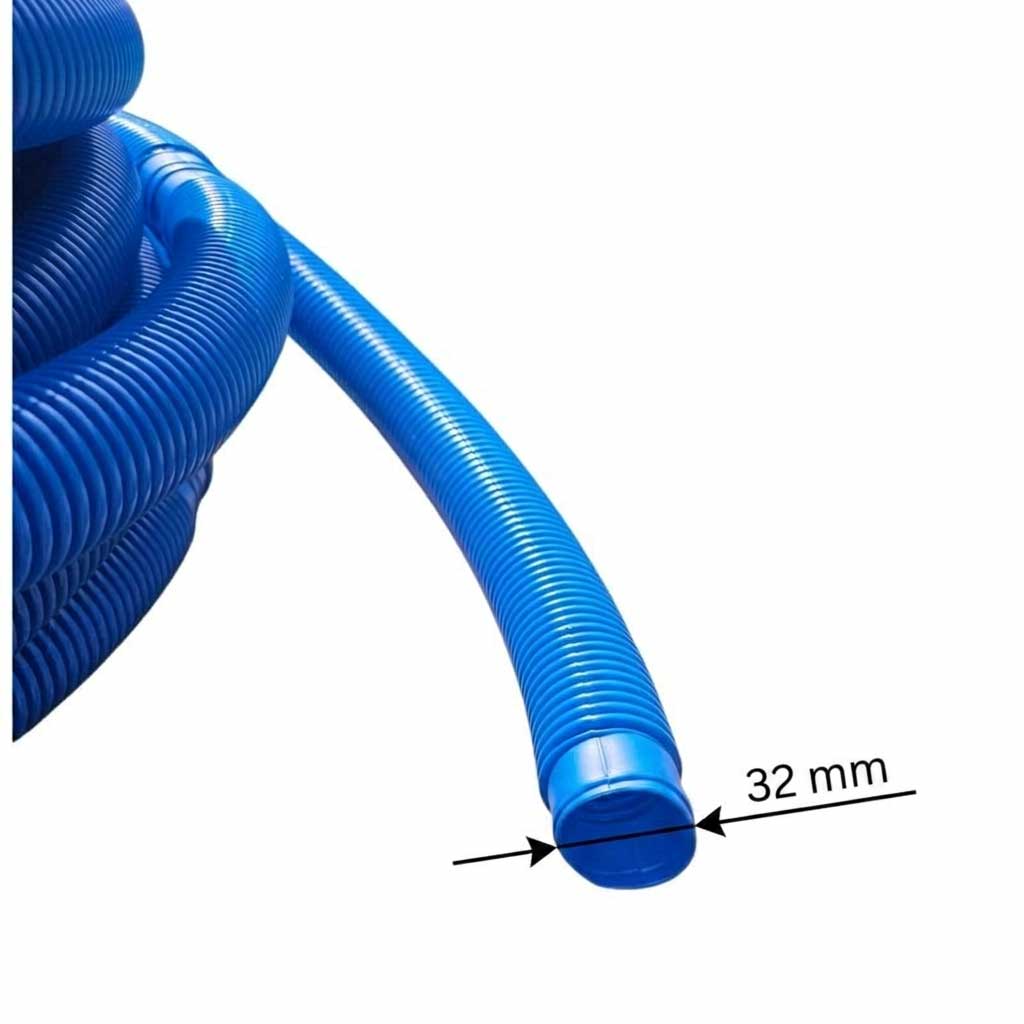 Blauer flexibler Schlauch mit einem Durchmesser von 32 mm für den Poolgebrauch.