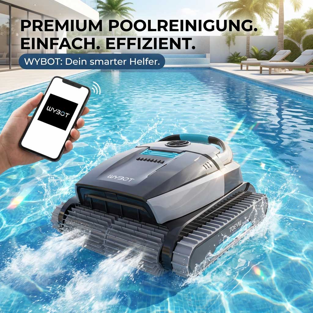 Automatisierter Poolreiniger, der in einem Schwimmbad betrieben wird.