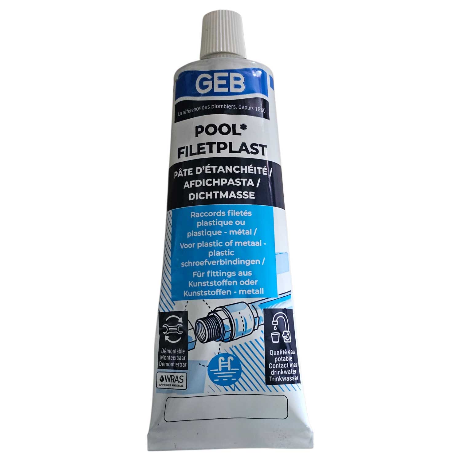 Tube Dichtpaste für Poolarmaturen und Anschlüsse.