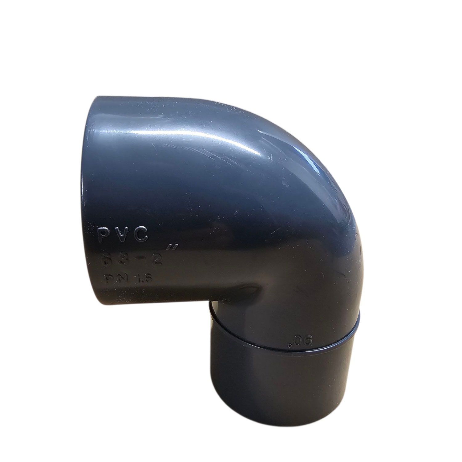 PVC-Winkel 90° mit Klebemuffe und Stutzen d 63 /50