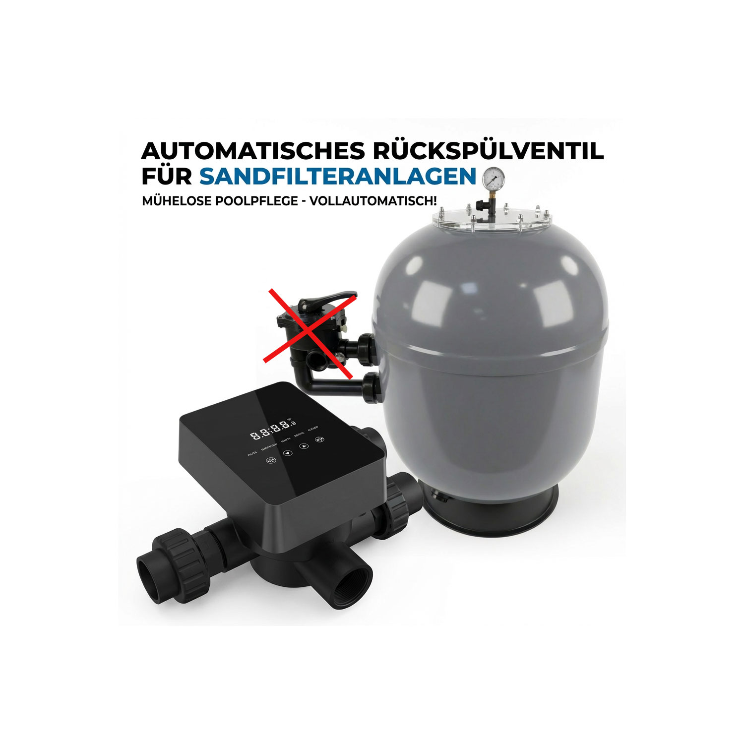 Automatisches Rückspülventil für Sandfilteranlage.