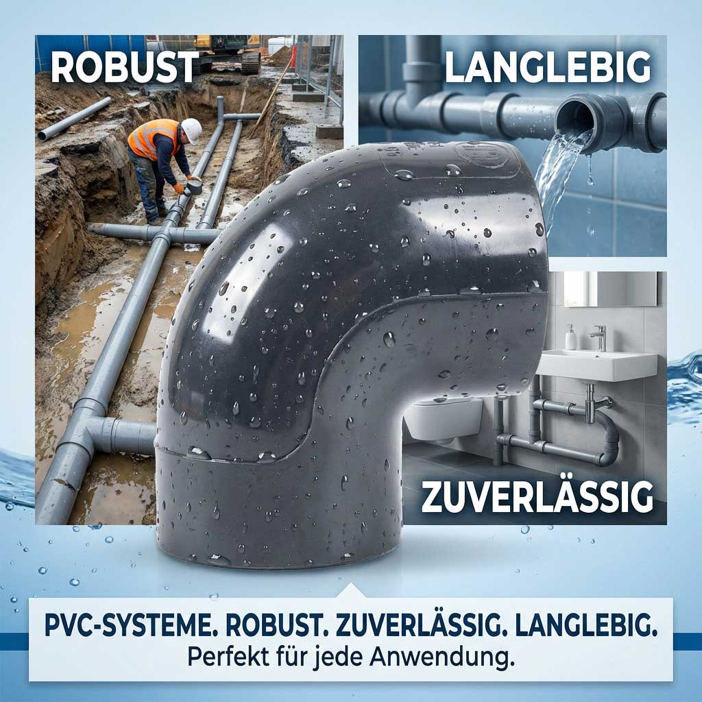 Grauer PVC-Rohrbogen für Sanitäranwendungen.