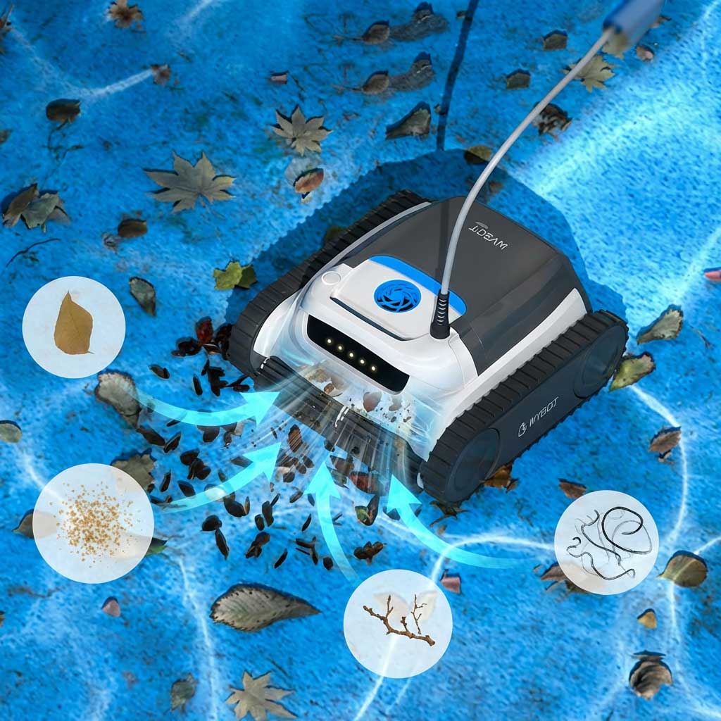 Automatischer Poolreiniger, der Schmutz vom Poolboden entfernt.