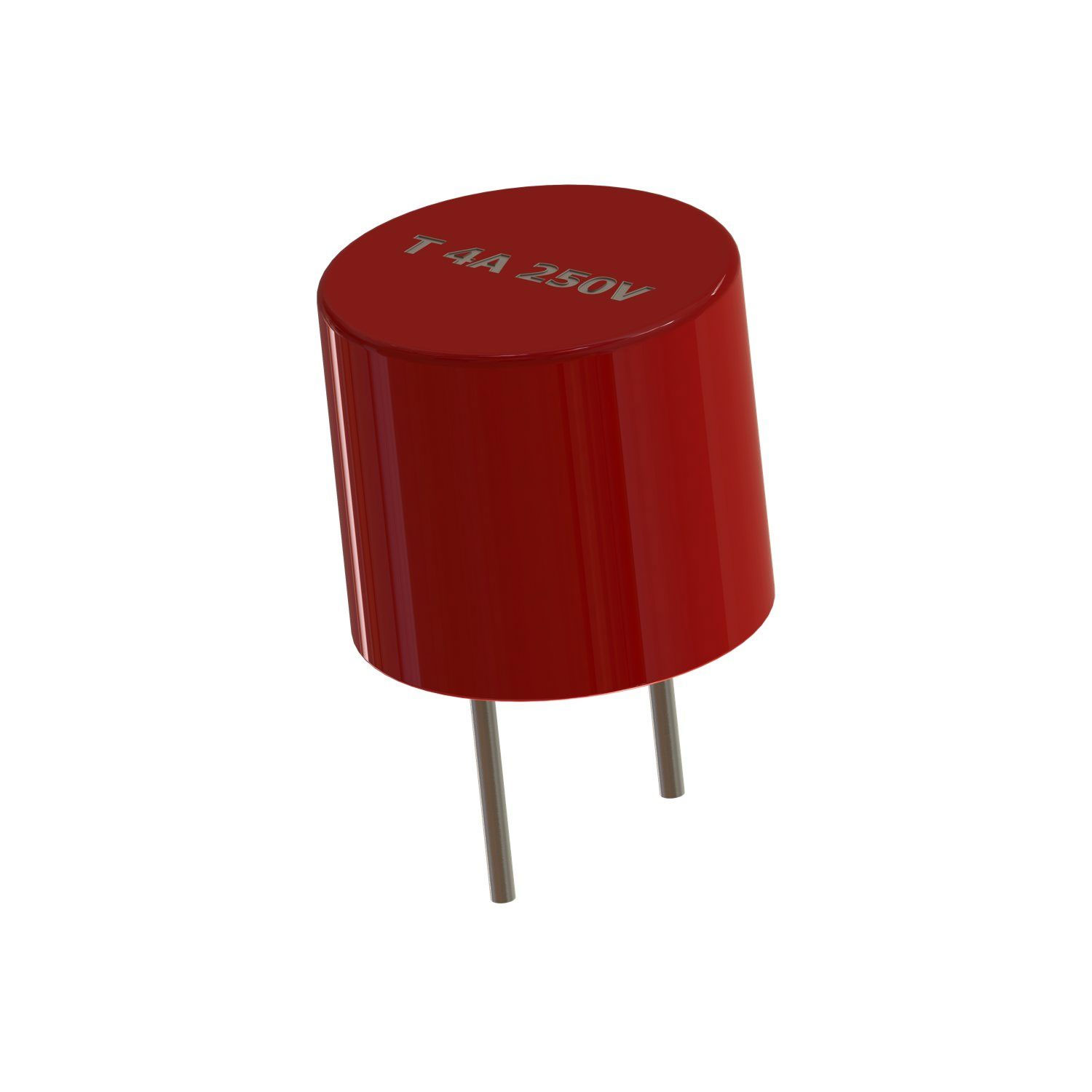 Bild einer roten, für T-4A ausgelegten elektrischen Komponente mit 250 V und zwei Anschlussleitungen.
