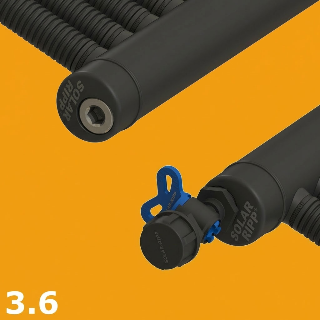 3.6 ein Ende mit Gewindestopfen anderes Ende mit Handhahn