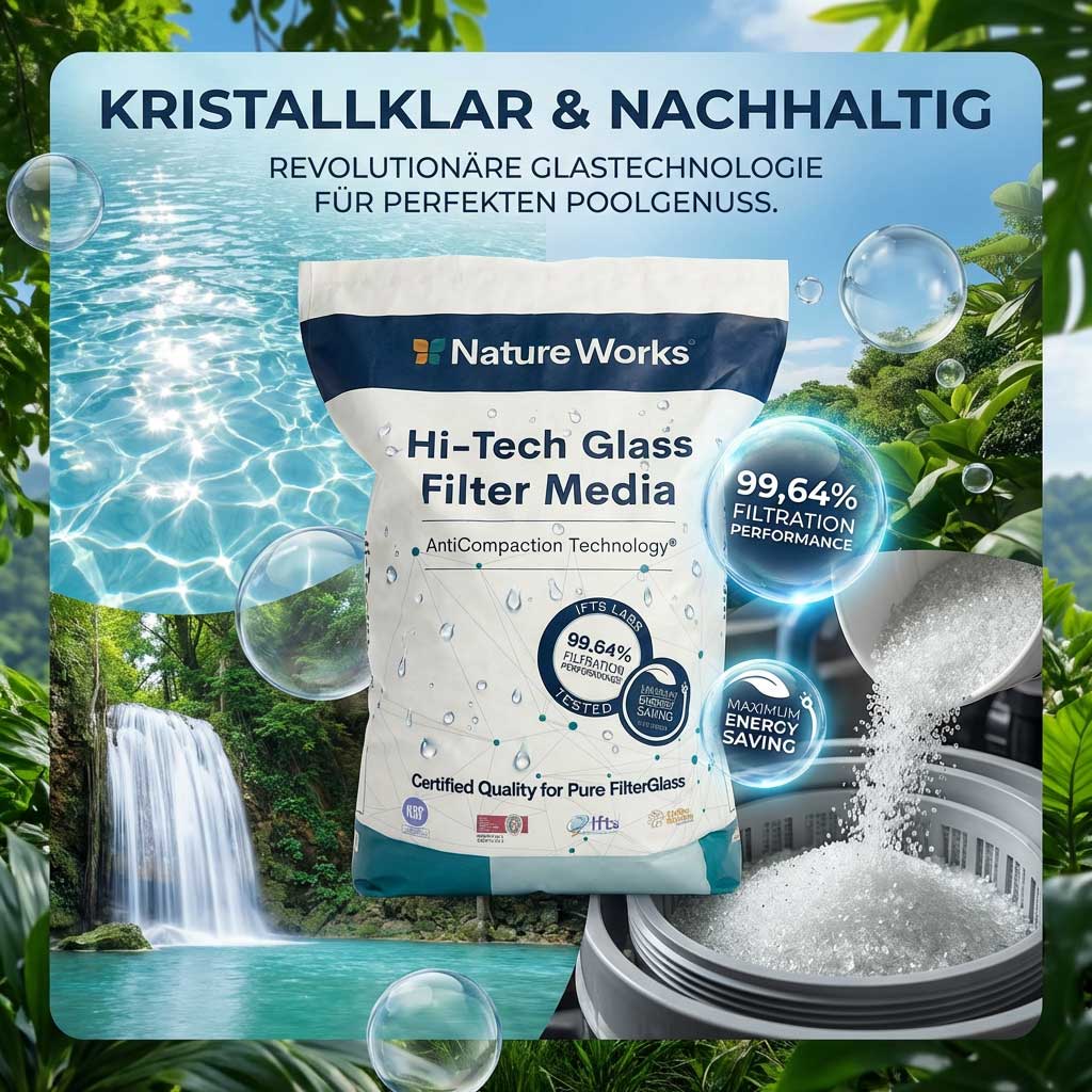 Hi-Tech-Glasfiltermedien in einem Beutel für die Poolfiltration.