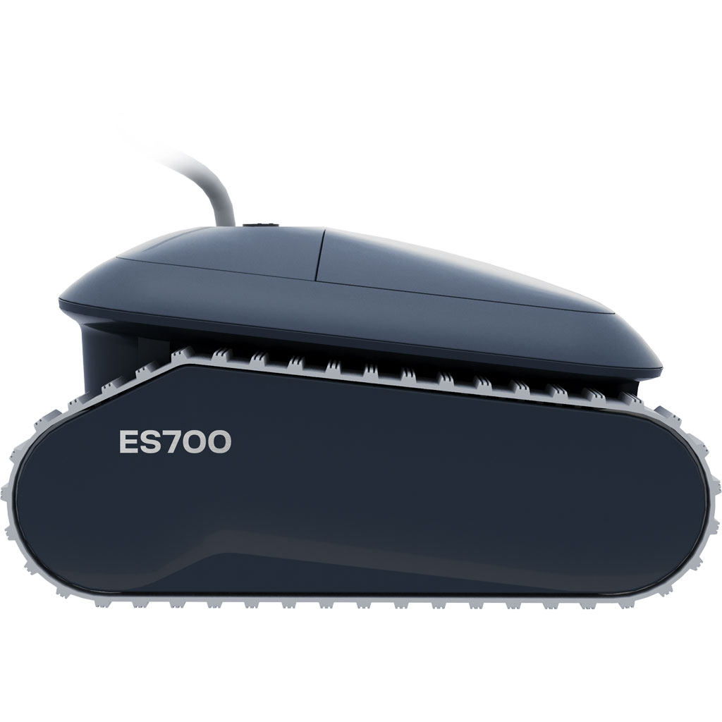 Das Bild zeigt einen Roboter-Poolreiniger, Modell ES700, mit Profildesign für eine effiziente Reinigung.