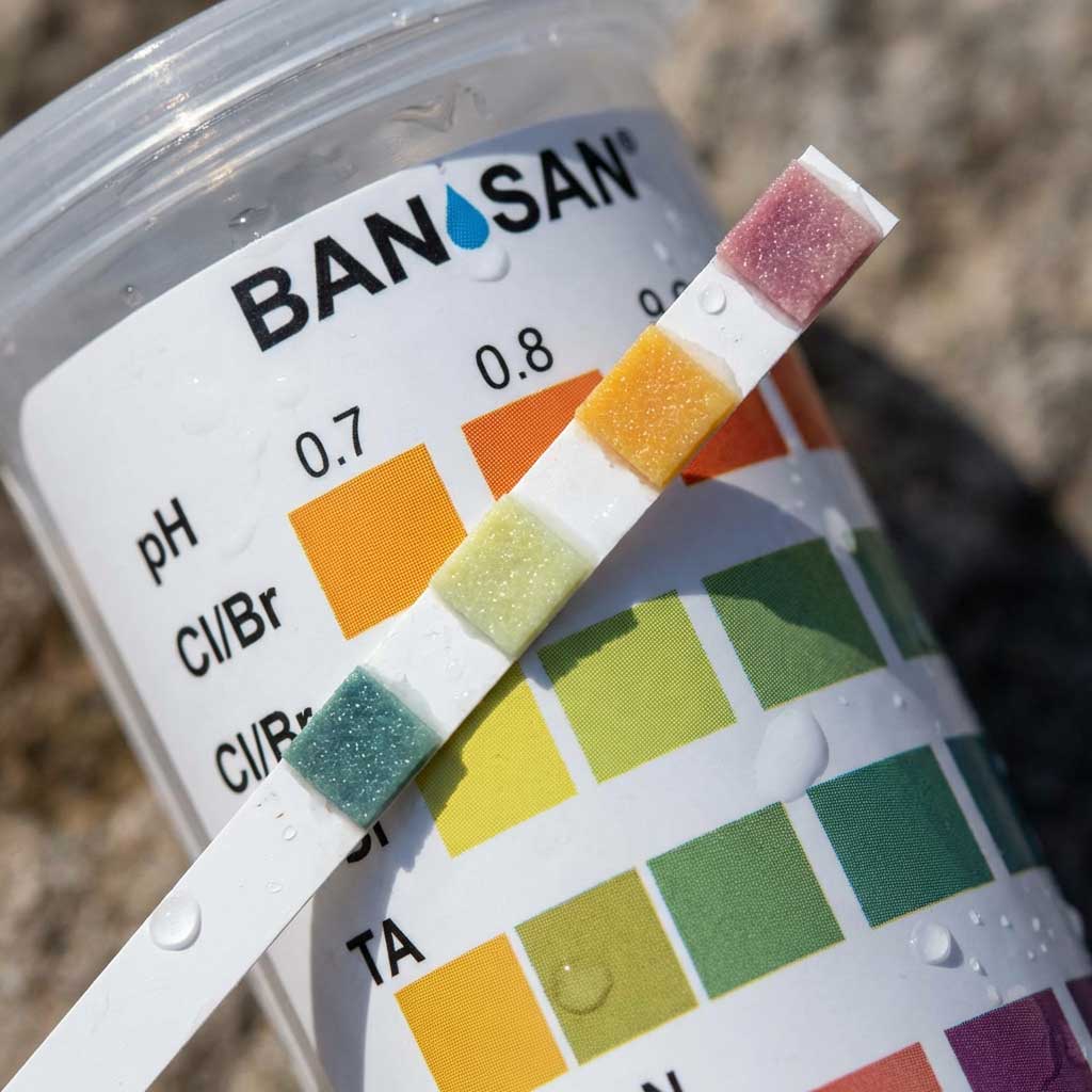 Wie lese ich die BANISAN 5-in-1 Pool- und Whirlpool-Teststreifen richtig ab?