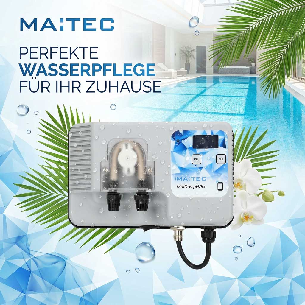 pH-Kontrollgerät für die Poolwasseraufbereitung mit Display und Anschlüssen