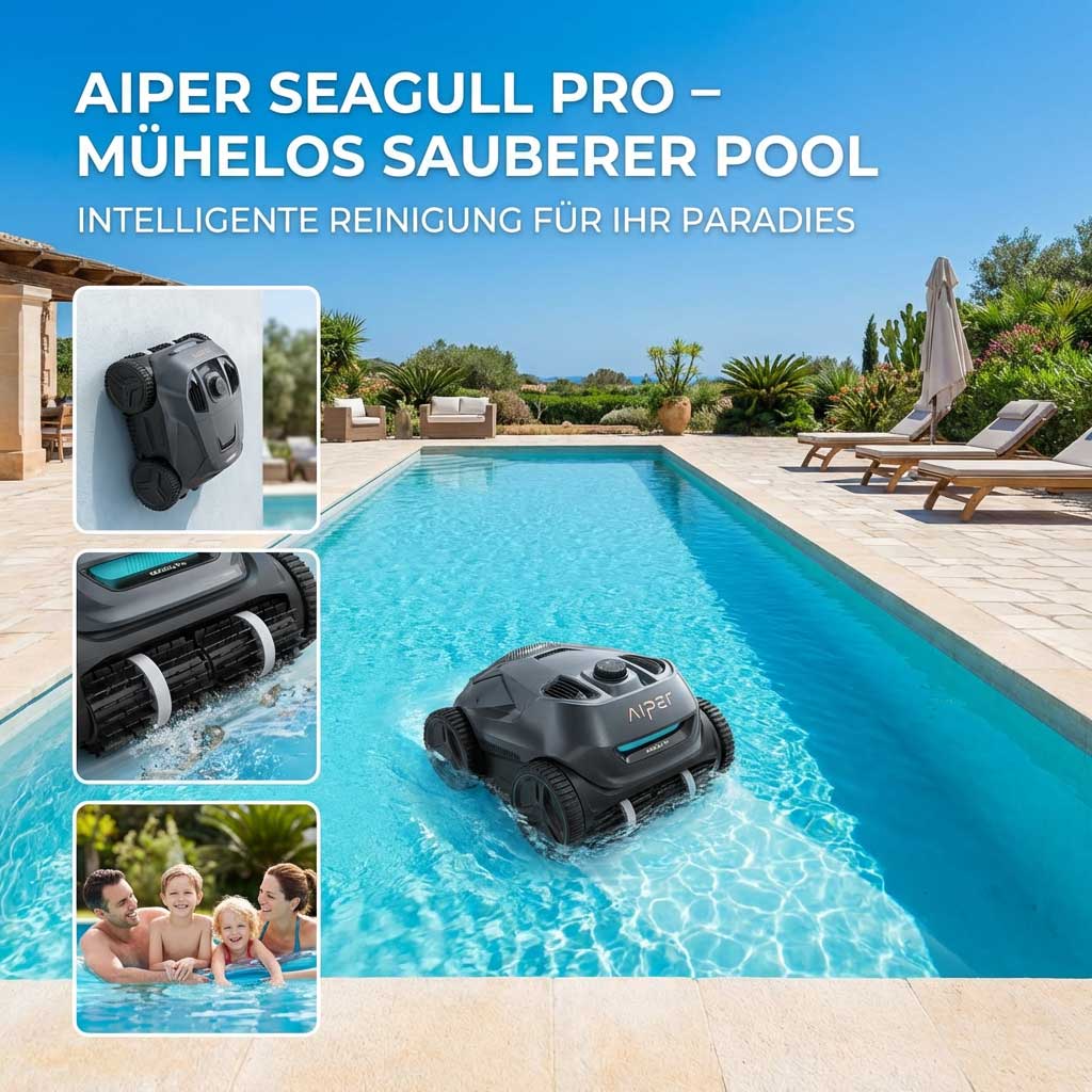 Roboter-Poolreiniger für den Einsatz in einem rechteckigen Schwimmbecken.