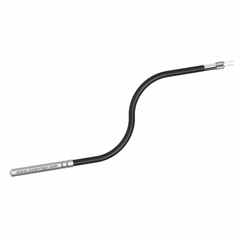 Das Bild zeigt einen schwarzen flexiblen Schlauch mit Anschlüssen an beiden Enden, der in Solarheizsystemen verwendet wird.