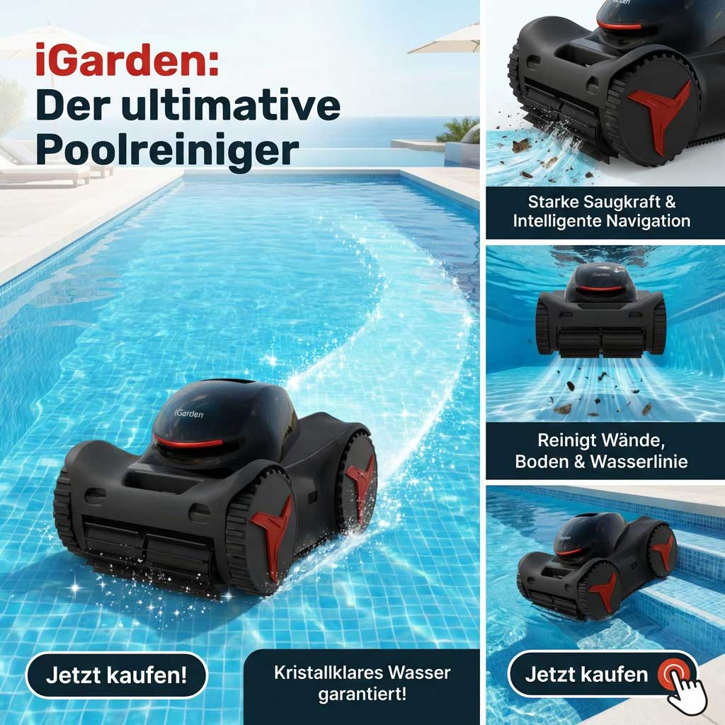 Roboter-Poolreiniger mit stärkerer Saugleistung im blauen Pool.