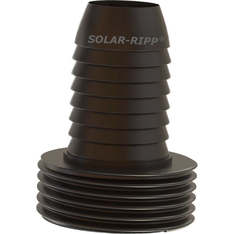 Schwarzer Solar-Ripp-Stecker mit geripptem Design, das zum Anschluss von Solarheizsystemen verwendet wird.