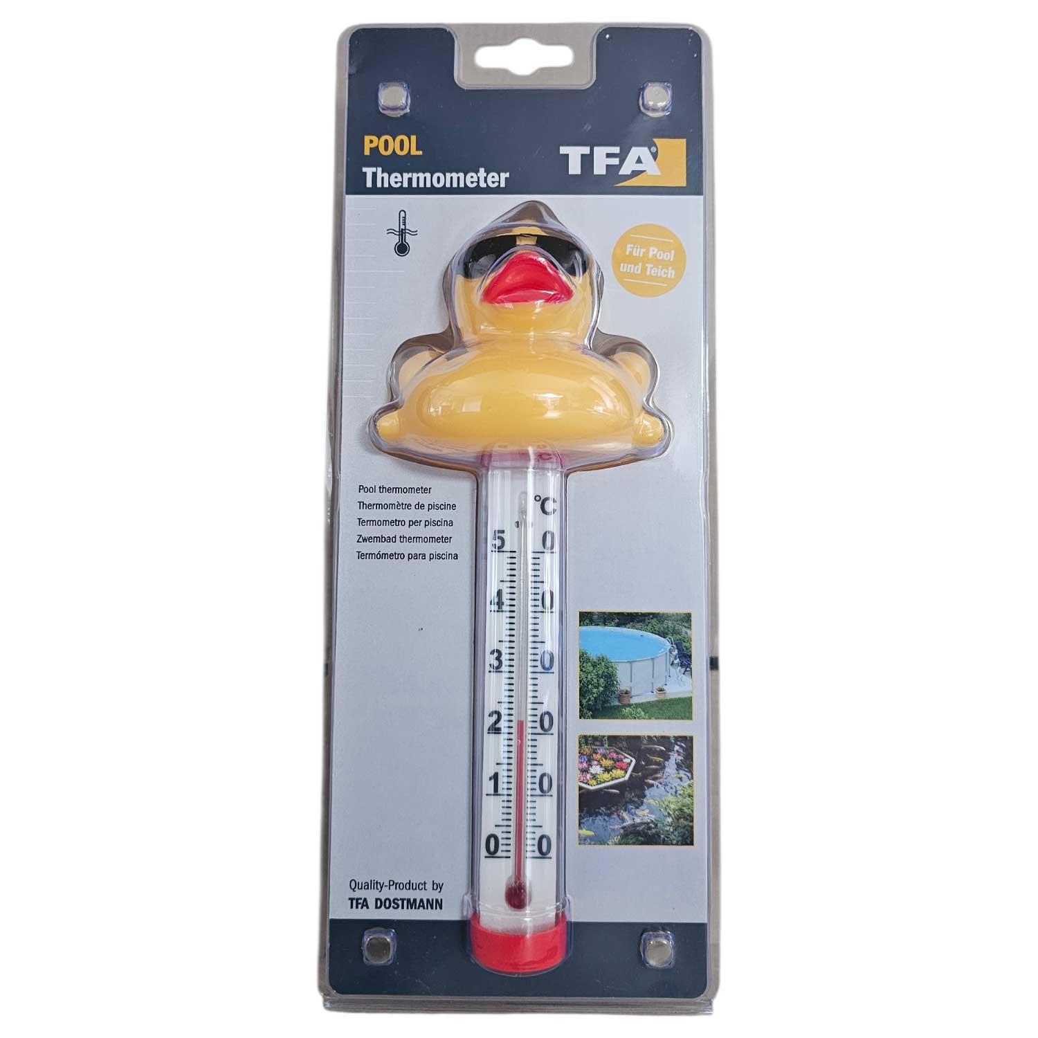 Poolthermometer im Enten-Design zur Messung der Wassertemperatur.