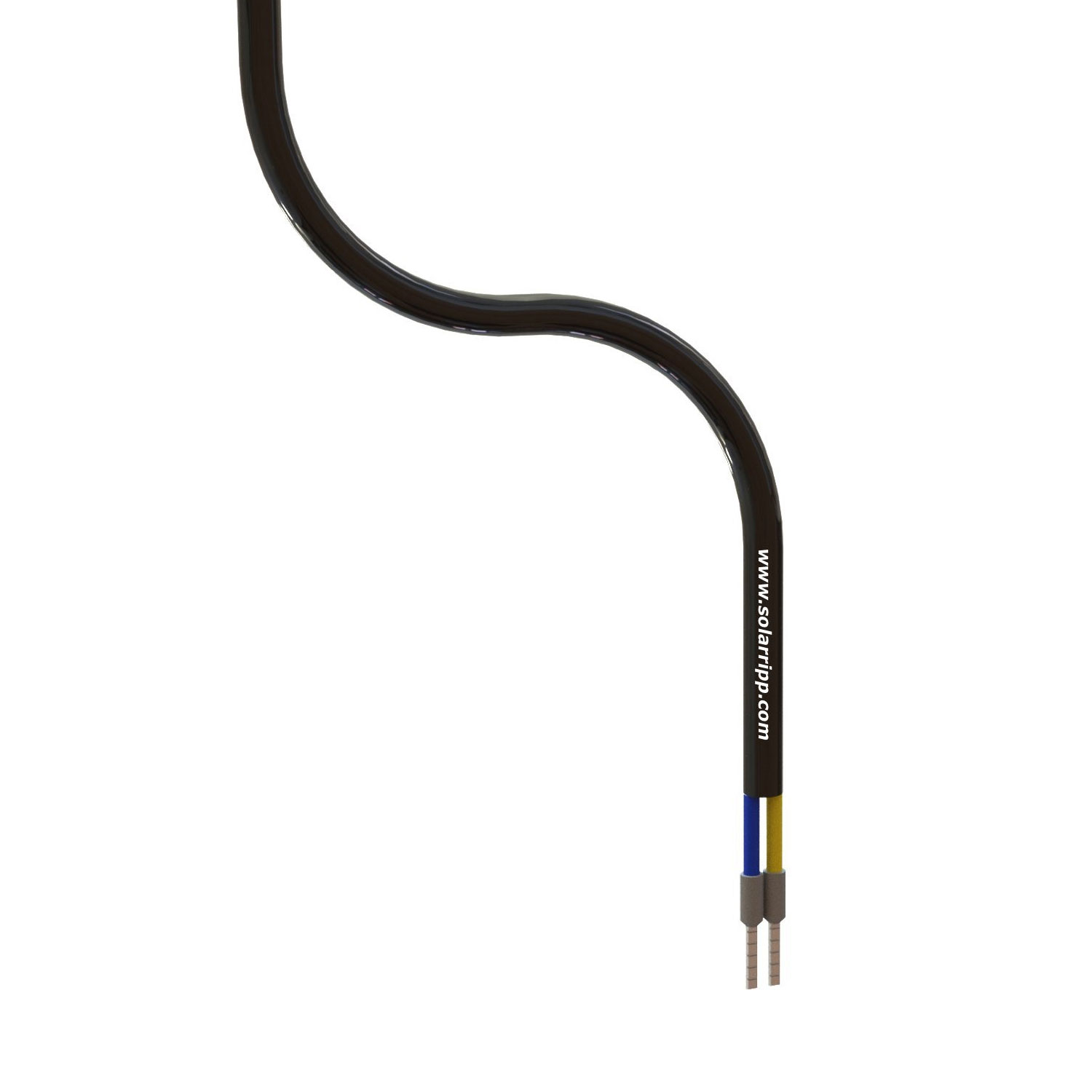 Nahaufnahme eines schwarzen Mehrleiterkabels mit freiliegenden Leitern und farblicher Kennzeichnung der Isolierung.