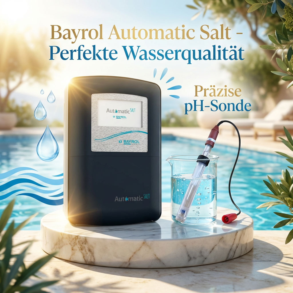 Automatisches Salzsystem für Poolwasserqualität mit pH-Sensor.