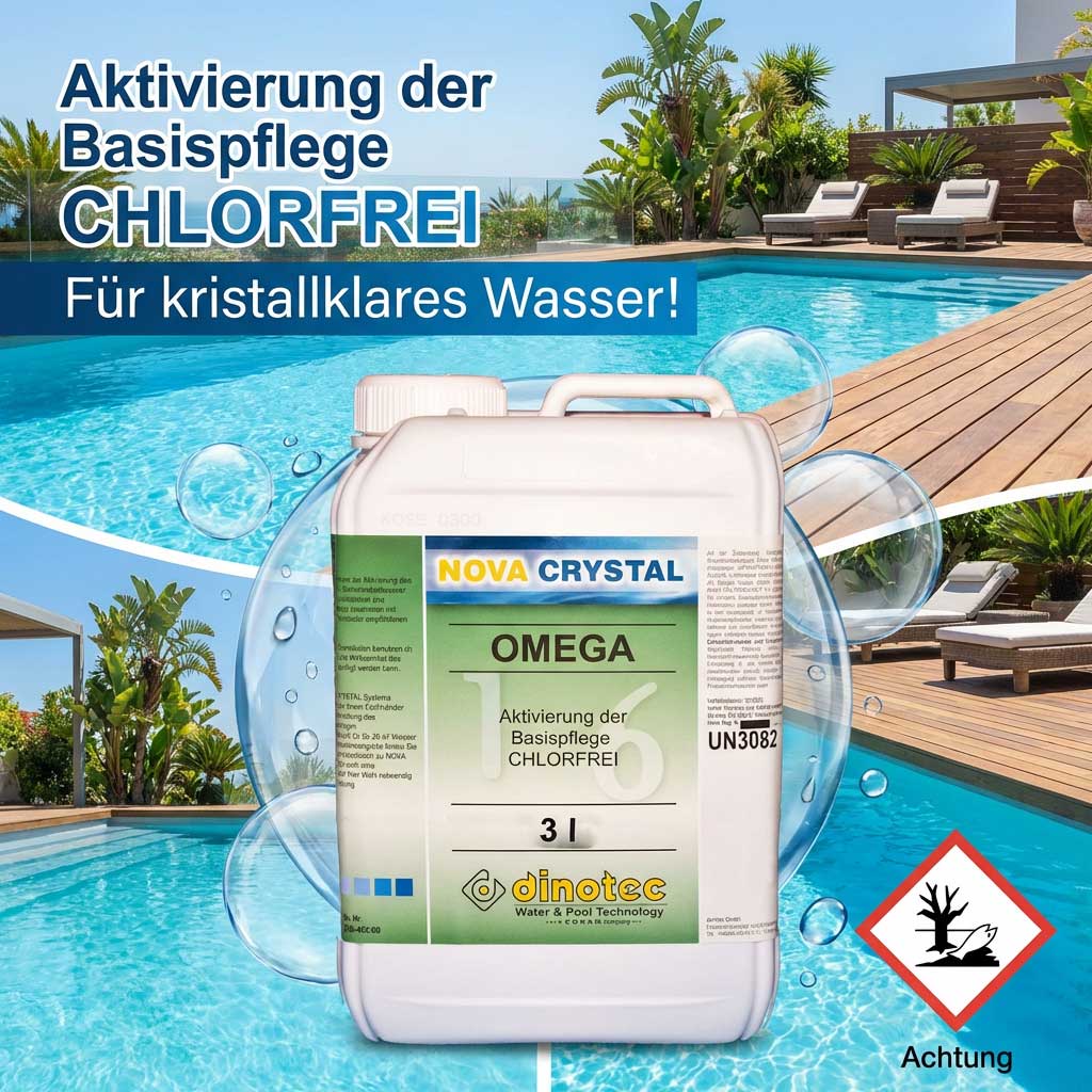Chemikalienbehälter für den Pool zur chlorfreien Wasseraufbereitung direkt am Pool.