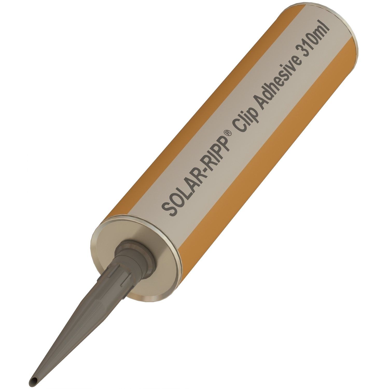 Die SOLAR-RIPP Clip-Kleber-Kartusche mit 310 ml verfügt über eine Düse zum präzisen Auftragen des Klebematerials.