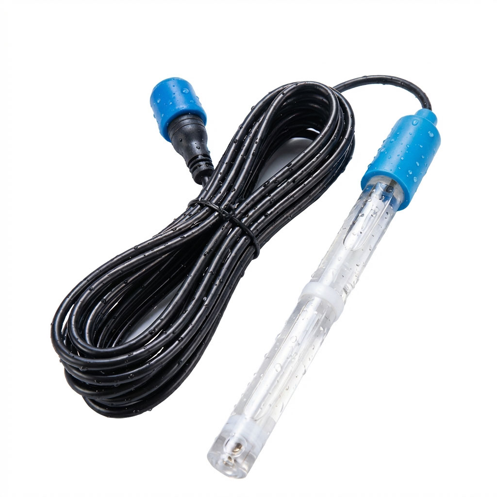Wasserqualitätssensor mit langem Kabel und wasserdichtem Stecker.